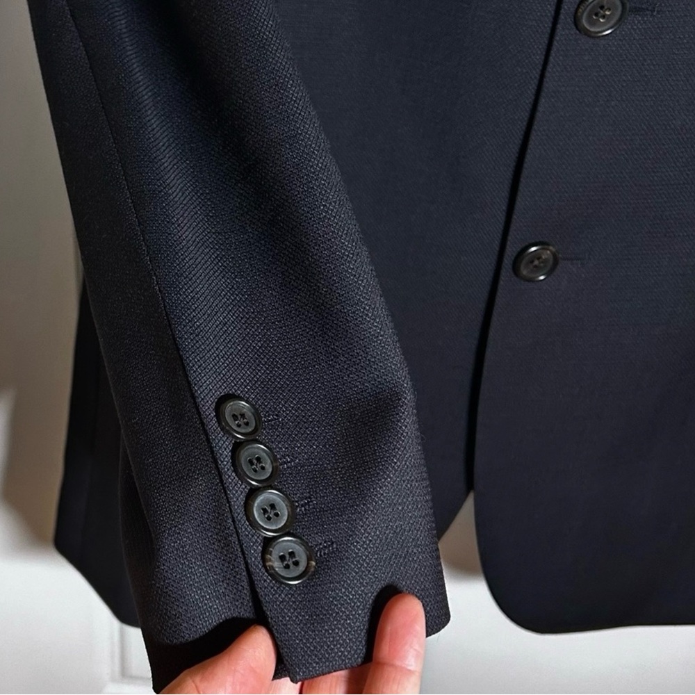 BOSS Hugo Boss Navy Virgin Wool 3 Button Blazer 42S Made in USA💛 - Picture 5 of 12